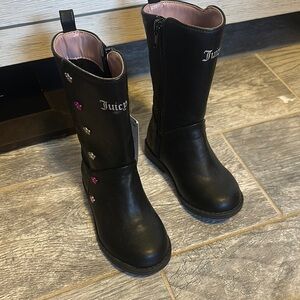 Juicy Couture Black Boots with Pink and Silver Details